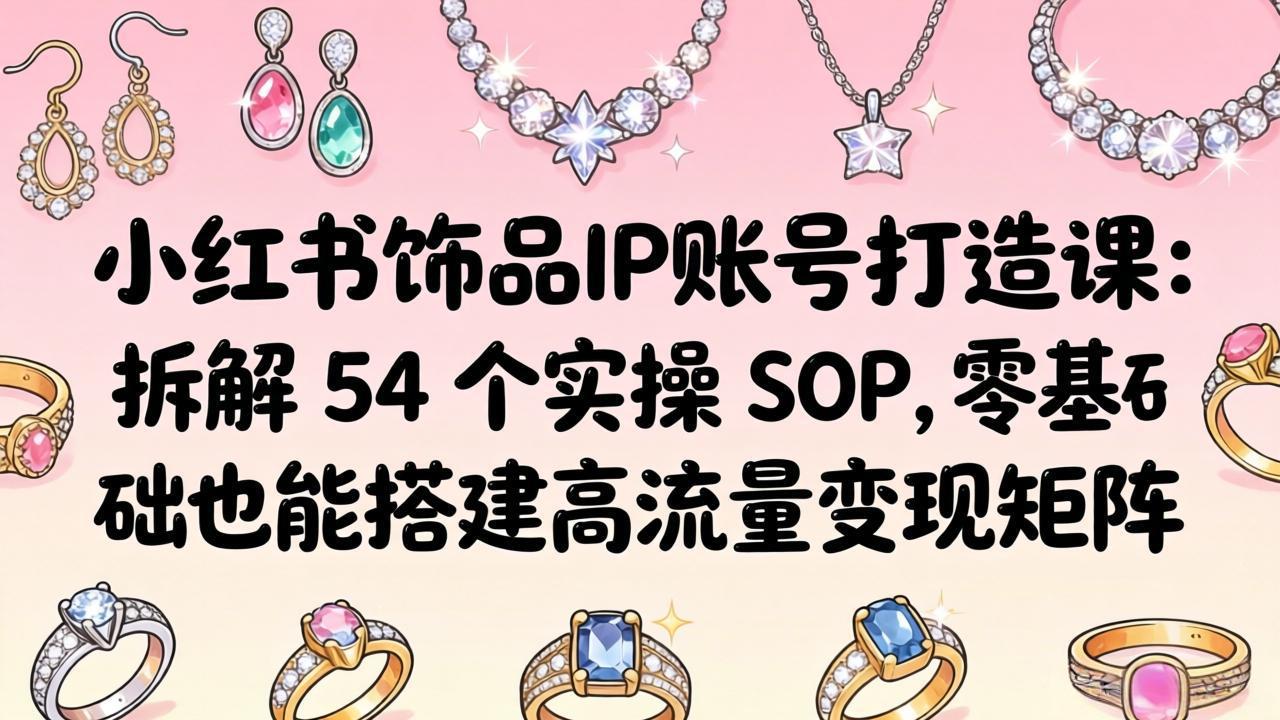 小红书饰品IP账号打造课：拆解 54 个实操 SOP，零基础也能搭建高流量变现矩阵-孔明聊项目