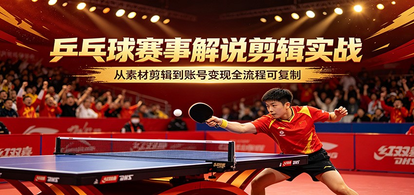 乒乓球赛事解说剪辑实战，从素材剪辑到账号变现全流程可复制-孔明聊项目