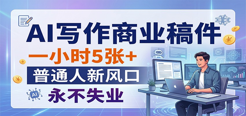 AI写作商业稿件，一小时5张+，普通人新风口，永不失业-孔明聊项目