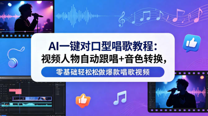 AI一键对口型唱歌教程：视频人物自动跟唱+音色转换，零基础轻松做爆款唱歌视频-孔明聊项目