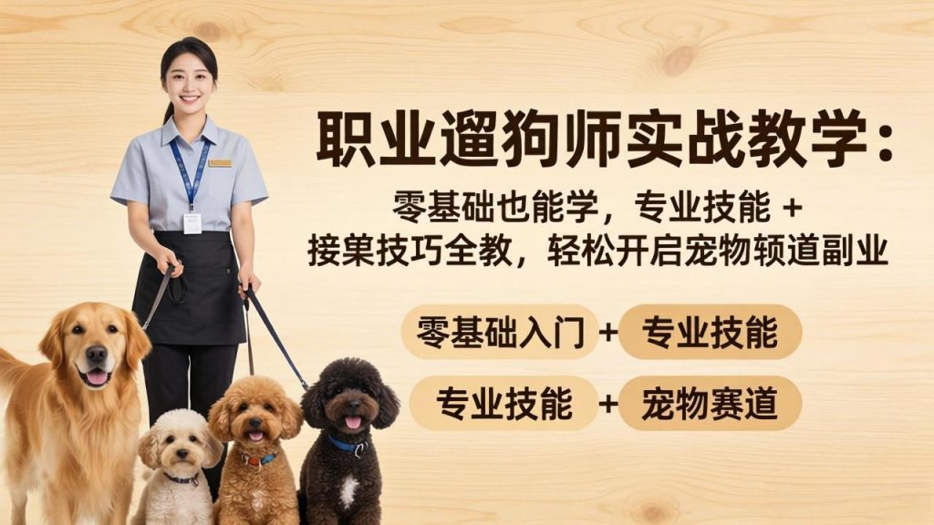 职业遛狗师实战教学：零基础也能学，专业技能 + 接单技巧全教，轻松开启宠物赛道副业-孔明聊项目