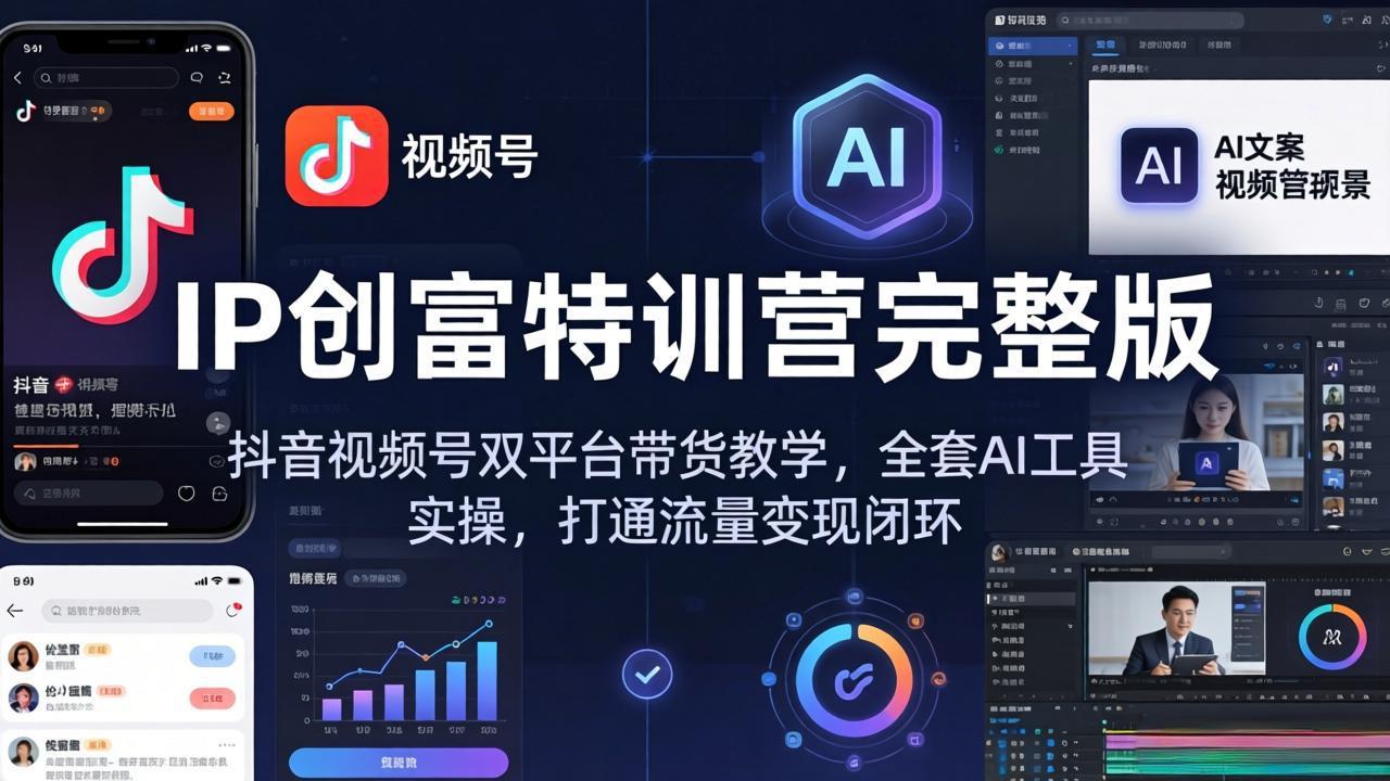 IP创富特训营完整版：抖音视频号双平台带货教学，全套AI工具实操，打通流量变现闭环-孔明聊项目