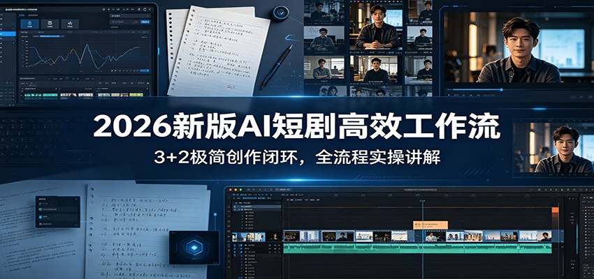 2026新版AI短剧高效工作流：3+2极简创作闭环，全流程实操讲解-孔明聊项目