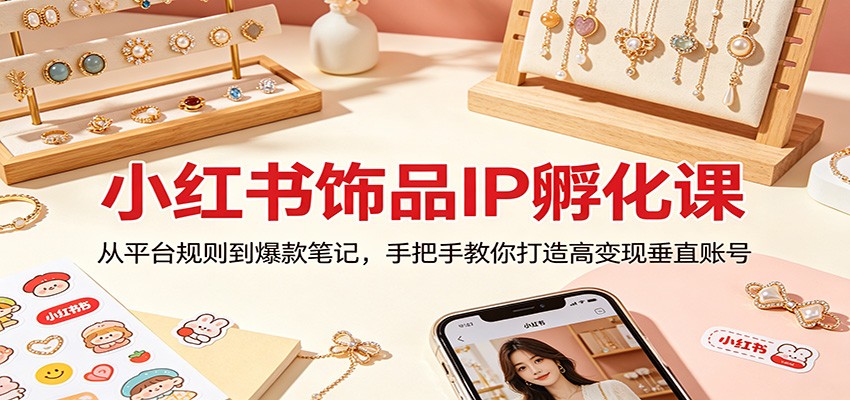 小红书饰品IP孵化课：从平台规则到爆款笔记，手把手教你打造高变现垂直账号-孔明聊项目