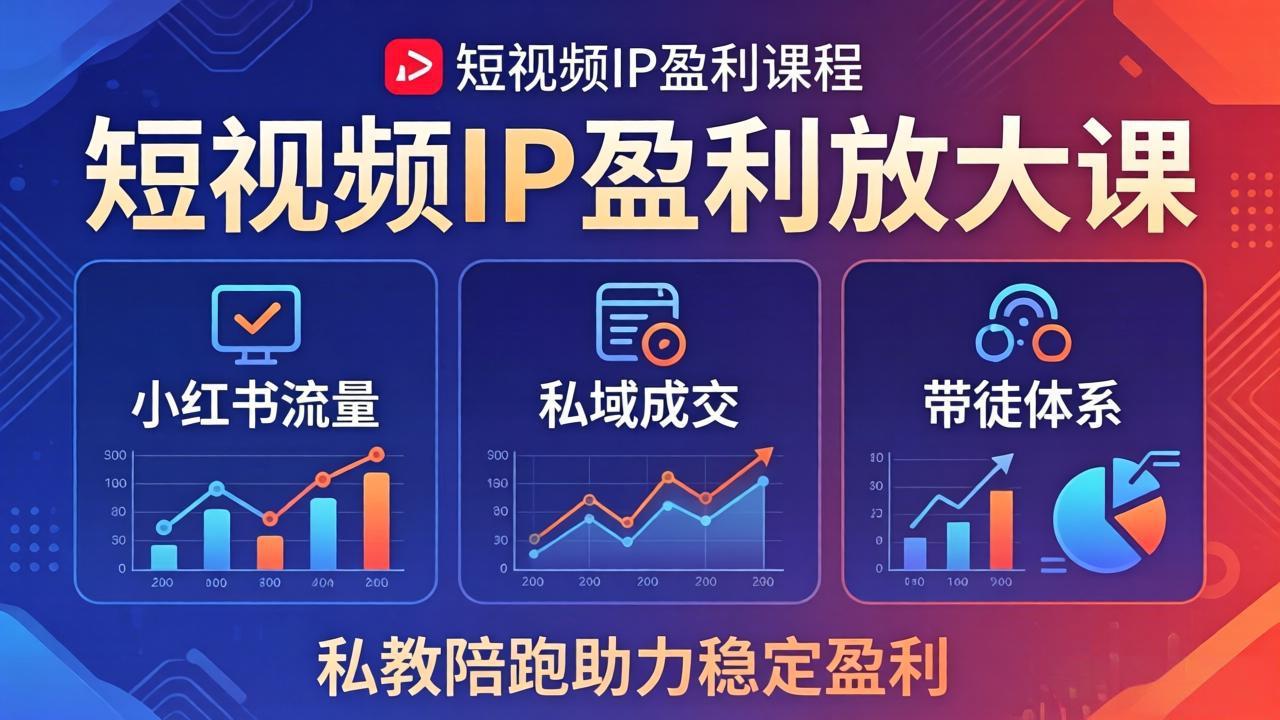 短视频IP盈利放大课：小红书流量+私域成交+带徒体系，私教陪跑助力稳定盈利-孔明聊项目