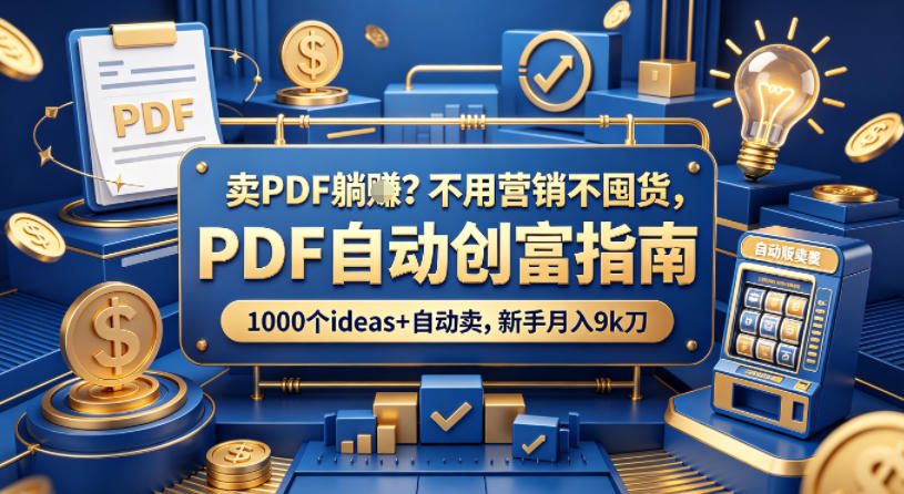 卖PDF躺賺？不用营销不囤货，PDF自动创富指南，1000个ideas+自动卖，新手月入9k刀【原创双语字幕】-孔明聊项目