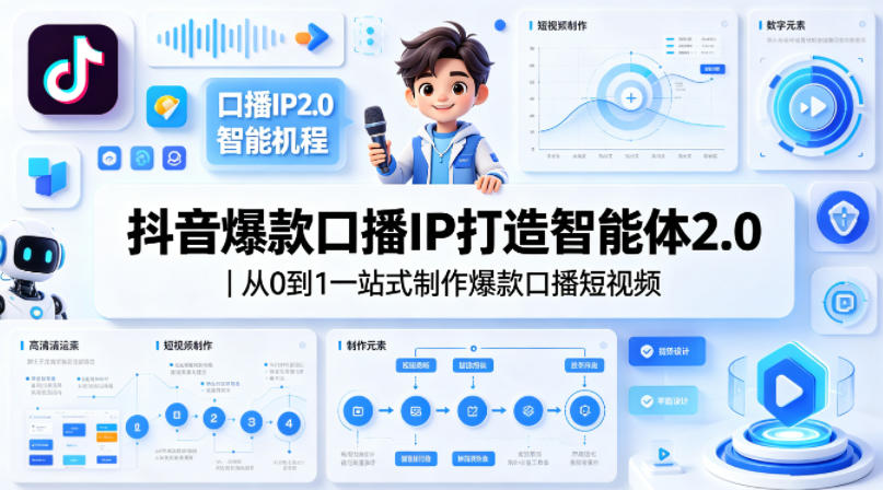 抖音爆款口播IP打造智能体2.0｜从0到1一站式制作爆款口播短视频-孔明聊项目