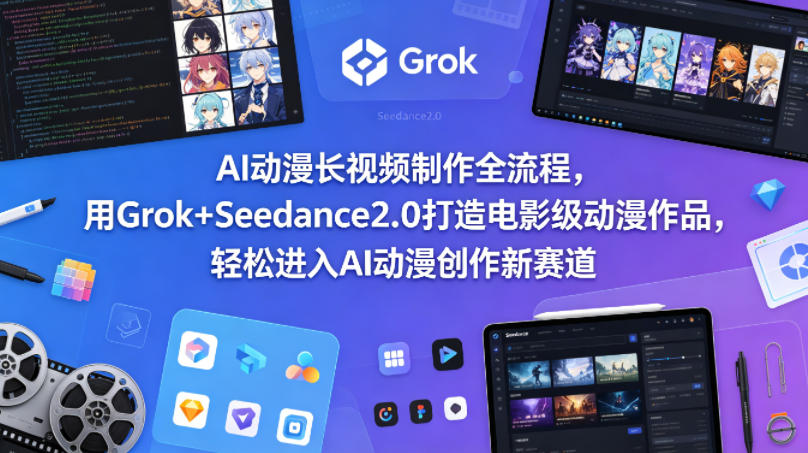 AI动漫长视频制作全流程，用Grok+Seedance2.0打造电影级动漫作品，轻松进入AI动漫创作新赛道-孔明聊项目