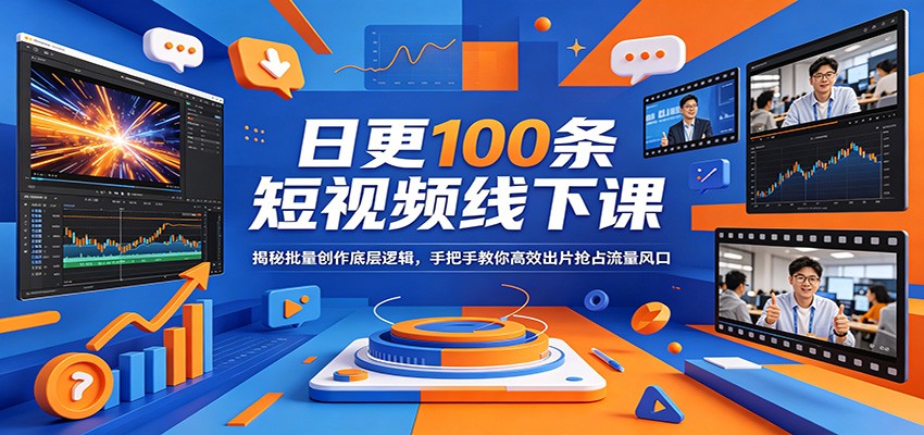 日更100条短视频线下课：揭秘批量创作底层逻辑，手把手教你高效出片抢占流量风口-孔明聊项目