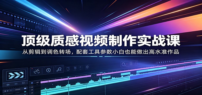 顶级质感视频制作实战课：从剪辑到调色转场，配套工具参数小白也能做出高水准作品-孔明聊项目