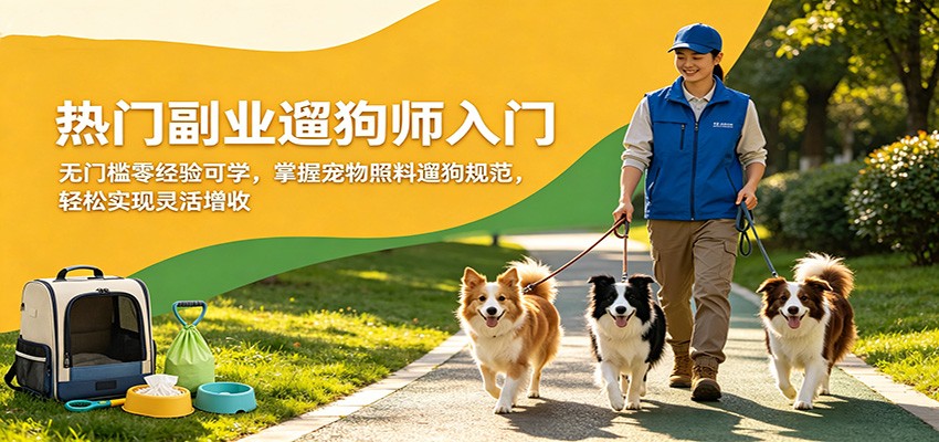 热门副业遛狗师入门，无门槛零经验可学，掌握宠物照料遛狗规范，轻松实现灵活增收-孔明聊项目