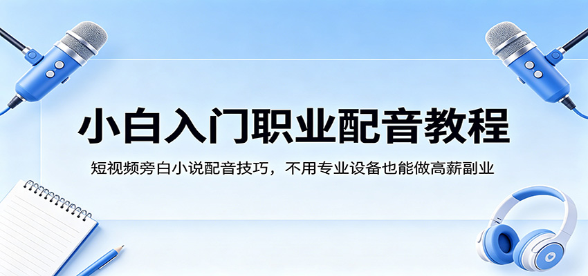 小白入门职业配音教程，短视频旁白小说配音技巧，不用专业设备也能做高薪副业-孔明聊项目