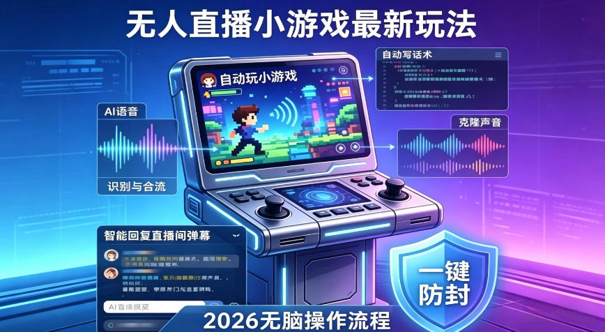 2026年AI无人直播小游戏全流程，不违规不封号，开启创业副业增收之路，小白月入1w+【揭秘】-孔明聊项目