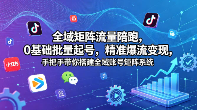 全域矩阵流量陪跑，0基础批量起号，精准爆流变现，手把手带你搭建全域账号矩阵系统-孔明聊项目