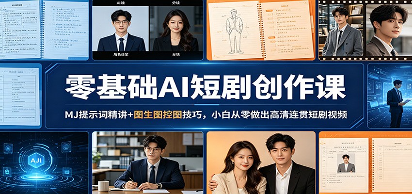 零基础AI短剧创作课：MJ提示词精讲+图生图控图技巧，小白从零做出高清连贯短剧视频-孔明聊项目