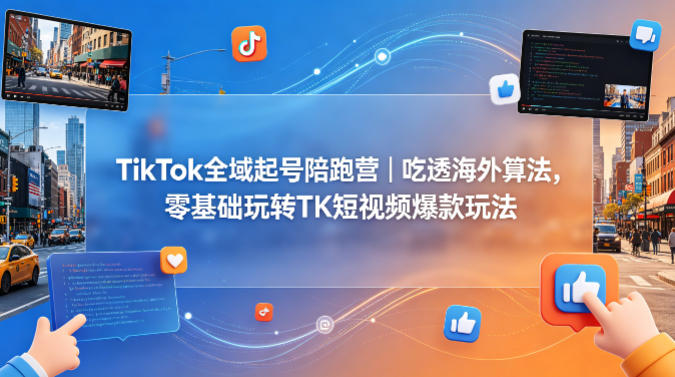 TikTok全域起号陪跑营｜吃透海外算法，零基础玩转TK短视频爆款玩法-孔明聊项目