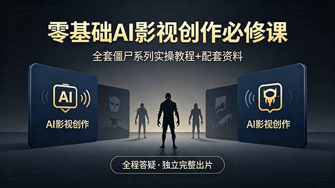 零基础AI影视创作必修课，全套僵尸系列实操教程加配套资料，全程答疑带你独立完整出片-孔明聊项目