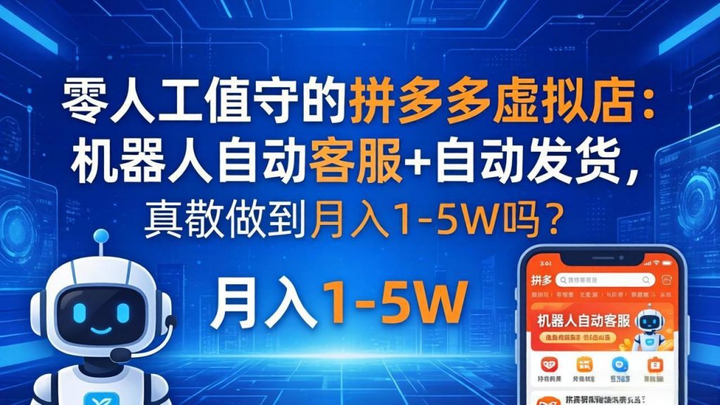 零人工值守的拼多多虚拟店：机器人自动客服+ 自动发货，真能做到月入 1-5W 吗？-孔明聊项目