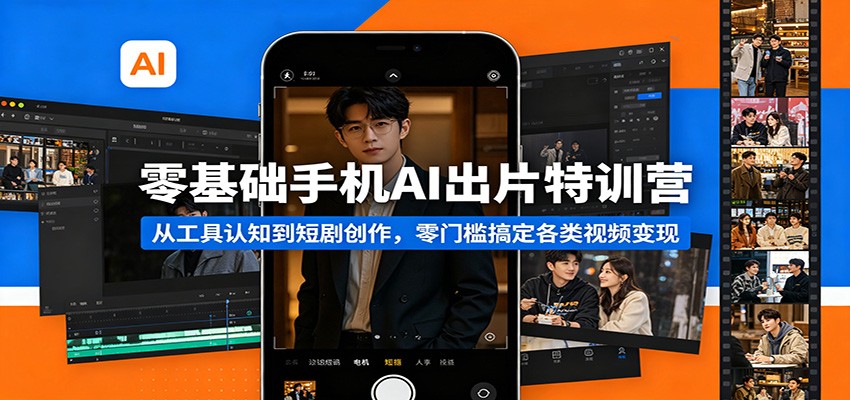 零基础手机AI出片特训营：从工具认知到短剧创作，零门槛搞定各类视频变现-孔明聊项目