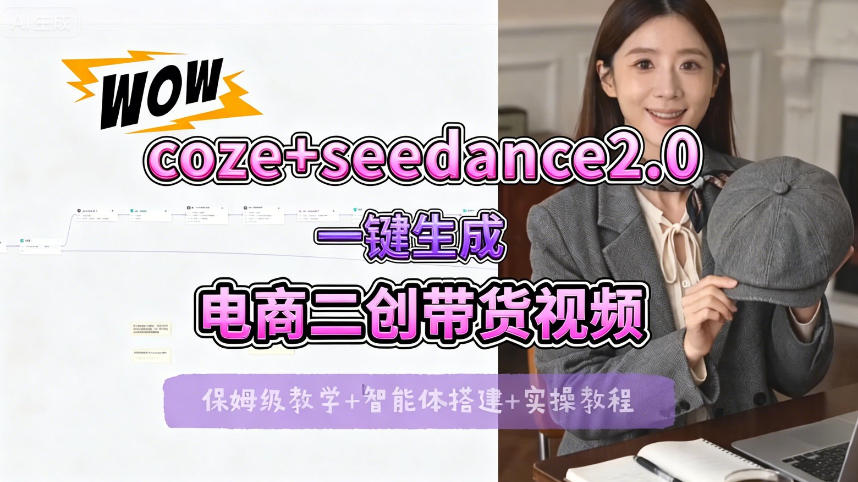 【Coze工作流搭建实操教程】seedance2.0+coze一键生成电商二创带货视频，全流程保姆级教学-孔明聊项目