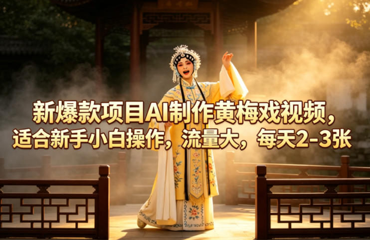 新爆款项目AI制作黄梅戏视频，适合新手小白操作，流量大，每天2-3张-孔明聊项目