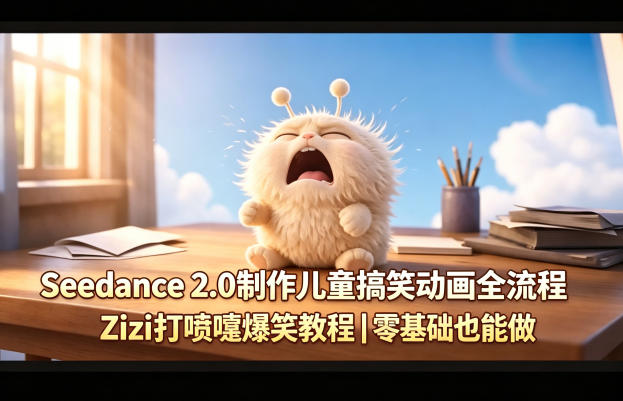 Seedance 2.0制作儿童搞笑动画全流程Zizi打喷嚏爆笑教程｜零基础也能做-孔明聊项目