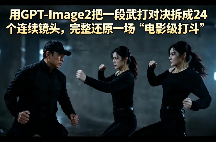 用GPT-Image2把一段武打对决拆成24个连续镜头，完整还原一场“电影级打斗”-孔明聊项目