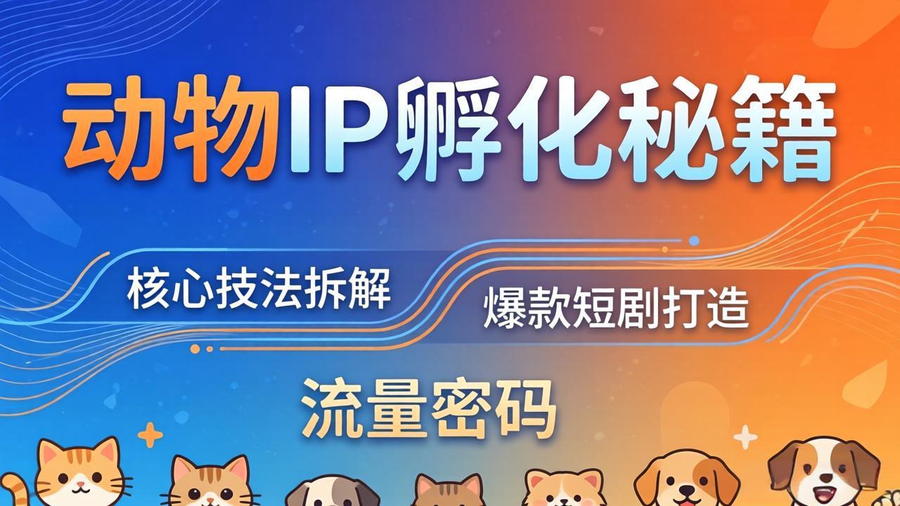 动物IP孵化全套秘籍，三大核心技法拆解，打造爆款萌宠短剧，轻松拿捏赛道流量密码-孔明聊项目