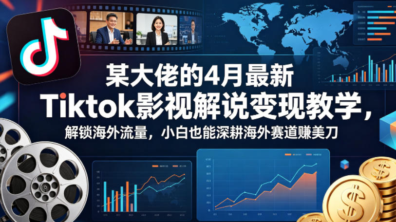 某大佬的4月最新Tiktok影视解说变现教学，解锁海外流量，小白也能深耕海外赛道賺美刀-孔明聊项目
