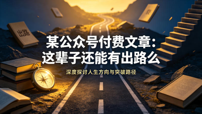 某公众号付费文章：这辈子还能有出路么-孔明聊项目