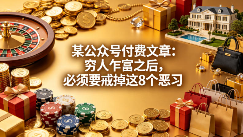 某公众号付费文章：穷人乍富之后，必须要戒掉这8个恶习-孔明聊项目