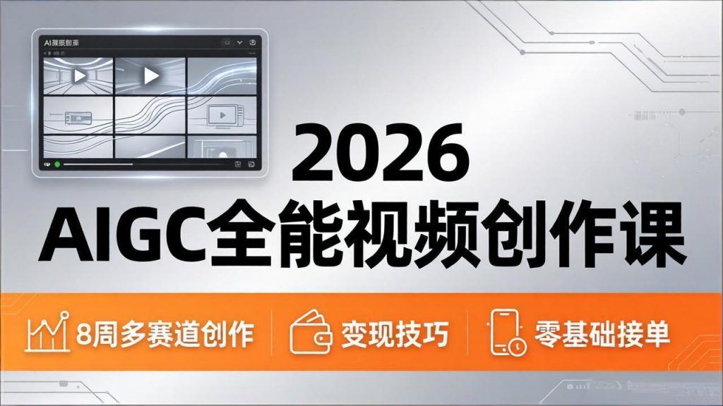 2026AIGC全能视频创作课，8周吃透多赛道创作+变现，零基础也能高效出片接单-孔明聊项目