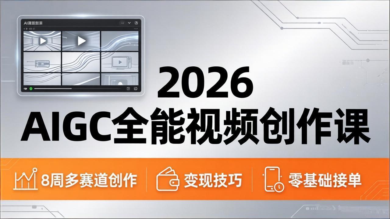 2026AIGC全能视频创作课，8周吃透多赛道创作+变现，零基础也能高效出片接单-孔明聊项目