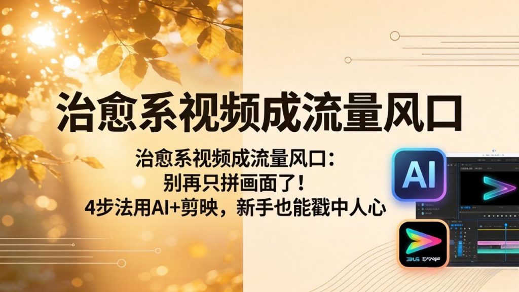 治愈系视频成流量风口：别再只拼画面了！4步法用AI+剪映，新手也能戳中人心-孔明聊项目