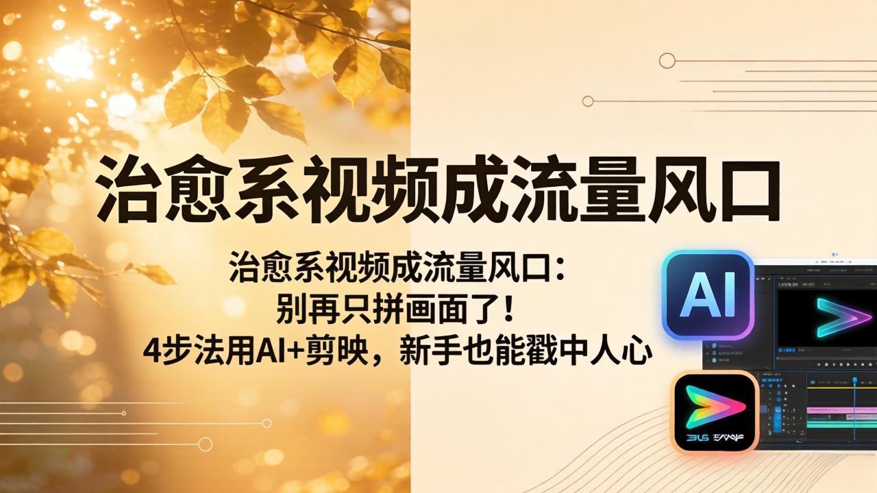 治愈系视频成流量风口：别再只拼画面了！4步法用AI+剪映，新手也能戳中人心-孔明聊项目