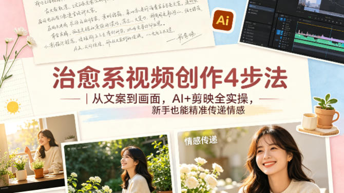 治愈系视频创作4步法｜从文案到画面，AI+剪映全实操，新手也能精准传递情感-孔明聊项目