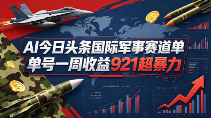 AI今日头条国际军事赛道，单号一周收益921，超暴力-孔明聊项目