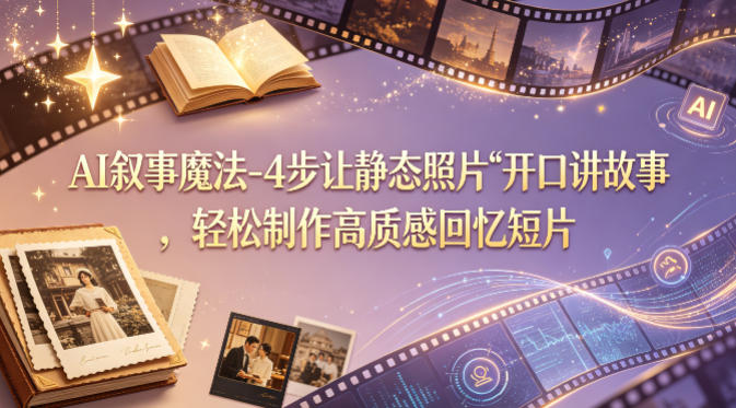 AI叙事魔法-4步让静态照片“开口讲故事”，轻松制作高质感回忆短片-孔明聊项目