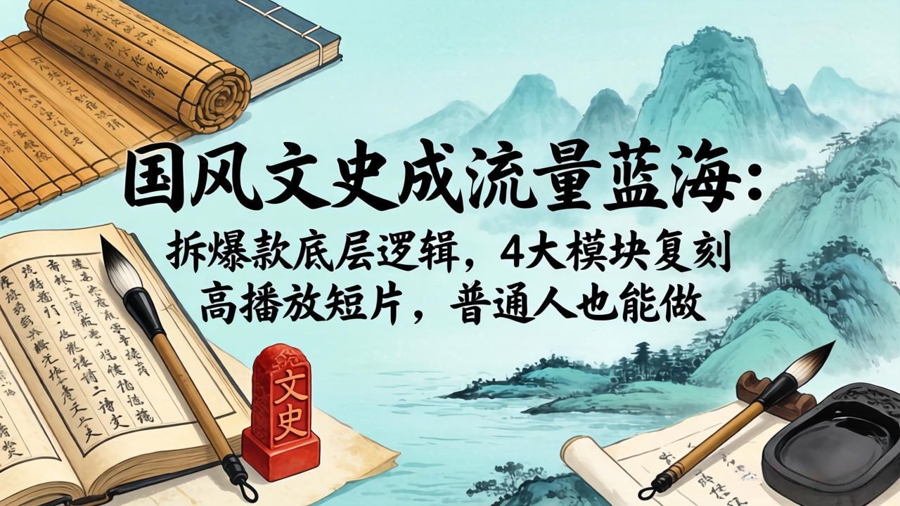 国风文史成流量蓝海：拆爆款底层逻辑，4大模块复刻高播放短片，普通人也能做-孔明聊项目