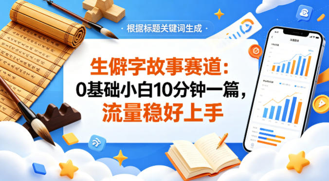 公众号流量主——生僻字故事赛道，流量稳，好上手，0基础小白也能10分钟一篇-孔明聊项目