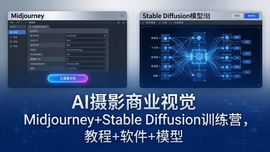 AI摄影商业视觉Midjourney+Stable Diffusion训练营，教程+软件+模型-孔明聊项目