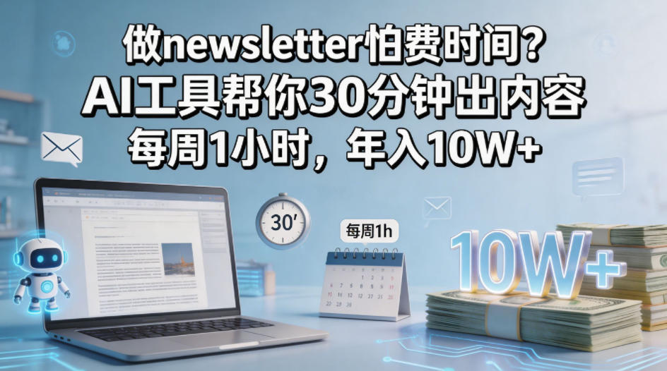 做newsletter怕费时间？AI工具帮你30分钟出内容，每周1小时，年入10W+！【原创双语字幕】-孔明聊项目