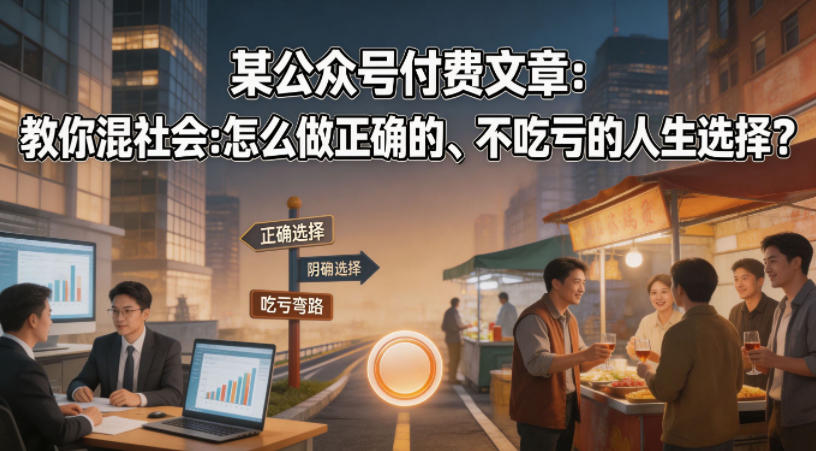 某公众号付费文章：教你混社会：怎么做正确的、不吃亏的人生选择？-孔明聊项目