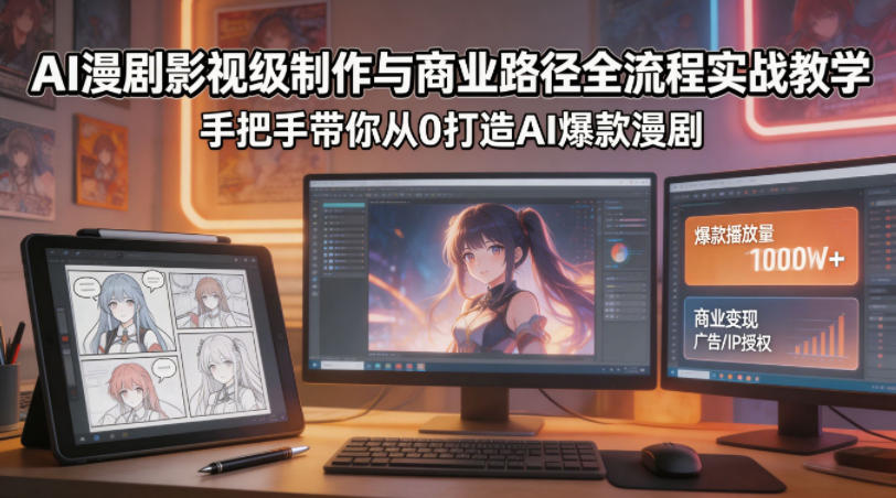 AI漫剧影视级制作与商业路径全流程实战教学，手带你从0打造AI爆款漫剧-孔明聊项目