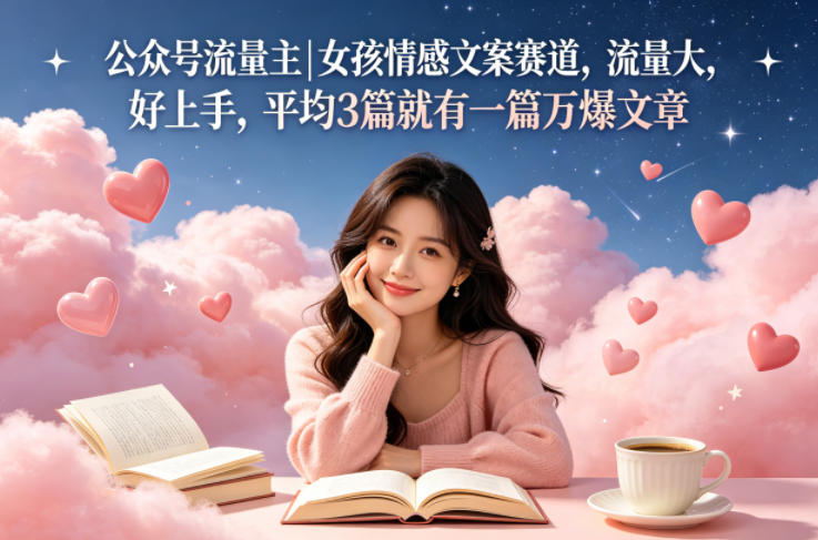 公众号流量主女孩情感文案赛道，流量大，好上手，平均3篇就有一篇万爆文章-孔明聊项目
