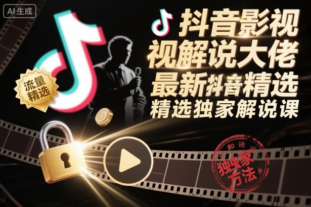 抖音影视解说大佬最新抖音进精选和独家方法，精选独家解说课(更新26年3月)-孔明聊项目