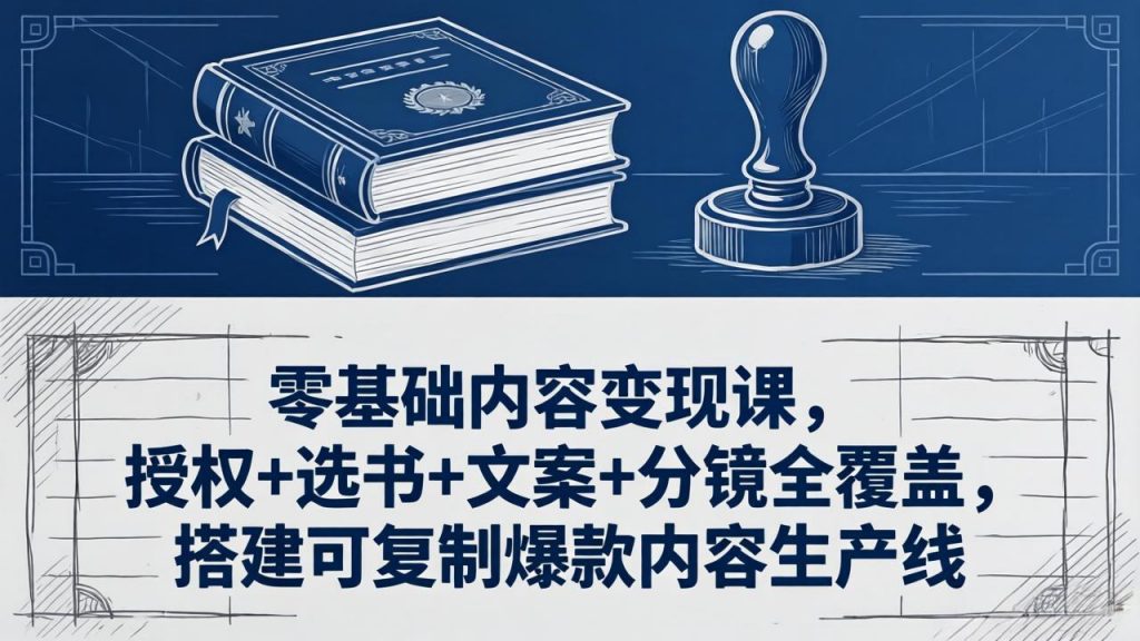 零基础内容变现课，授权+选书+文案+分镜全覆盖，搭建可复制爆款内容生产线-孔明聊项目