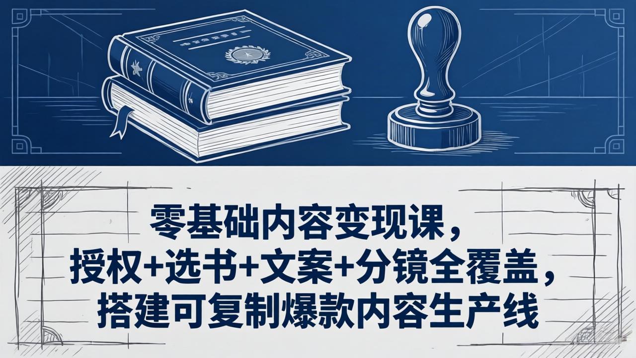 零基础内容变现课，授权+选书+文案+分镜全覆盖，搭建可复制爆款内容生产线-孔明聊项目