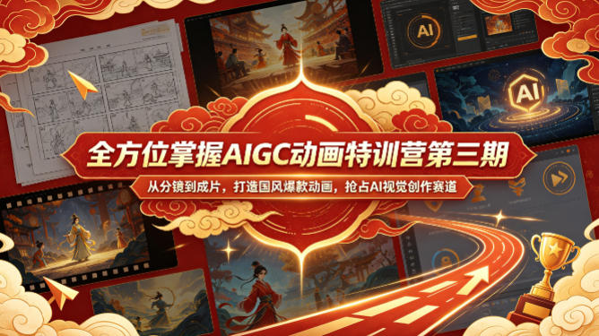 全方位掌握AIGC动画特训营第三期，从分镜到成片，打造国风爆款动画，抢占AI视觉创作赛道红利-孔明聊项目