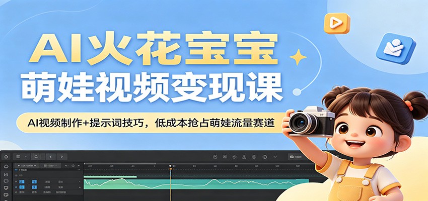 AI火花宝宝萌娃视频变现课：AI视频制作+提示词技巧，低成本抢占萌娃流量赛道-孔明聊项目